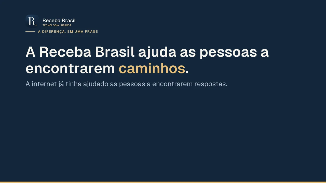Cartela do vídeo: "A Receba Brasil ajuda as pessoas a encontrarem caminhos."